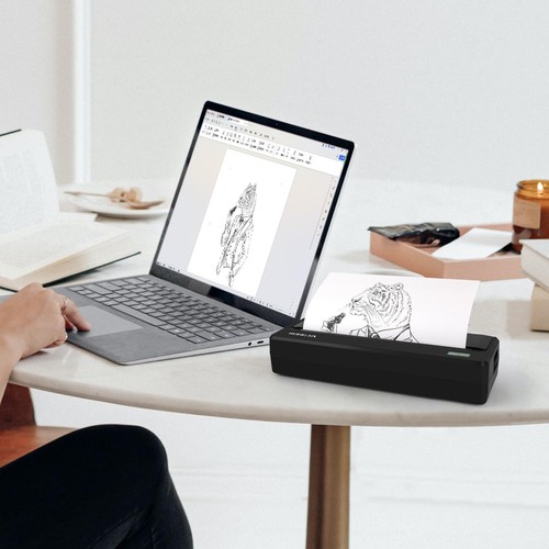 Portable Printer Wireless for Travel, 300DPI Bluetooth Inkless Thermal Printer,