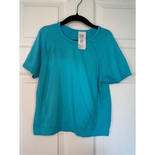 Athleta Girl Turquoise Blue Seamless Mesh Active Top Short Sleeve Shirt M 8 10