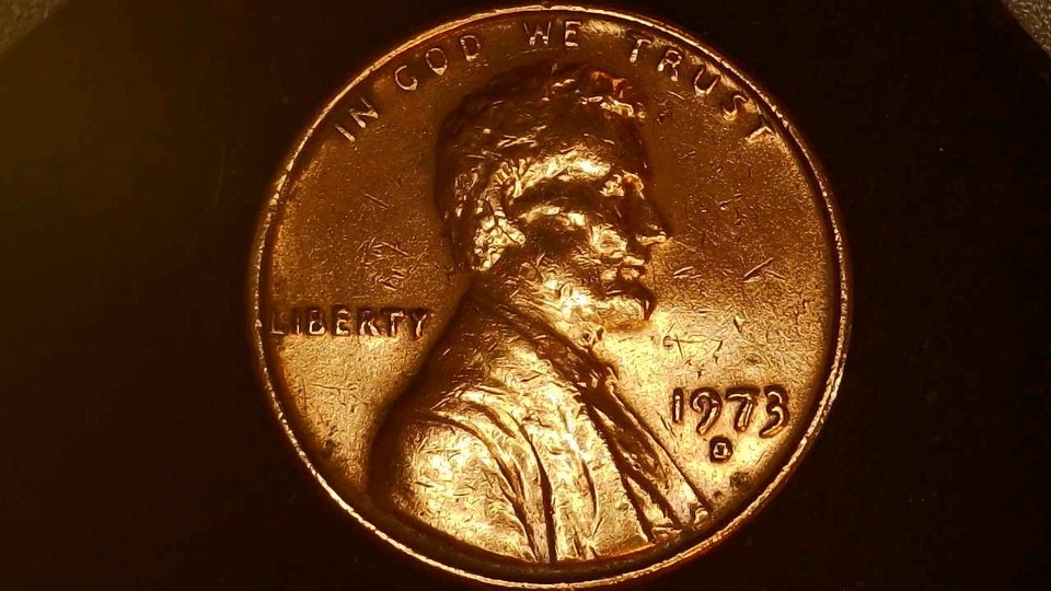 1973 D Licoln Memorial Penny Error Coin DD Date and Mint Mark OBV FINE RED - Image 2 of 4