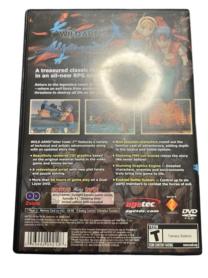 Wild Arms: Alter Code F (PlayStation 2 PS2, 2005) VGC Disc Complete CIB Manual - Image 3 of 4