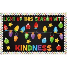 86 PCS Christmas Bulletin Board Decorations with Light Bulb Borders Cutouts