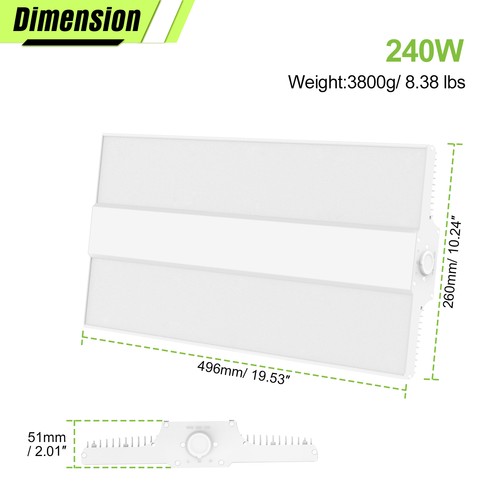 240 Watts LED Linear High Bay Shop Light Dimmable 22500Lumens 5000K AC 100-277V - Picture 4 of 16