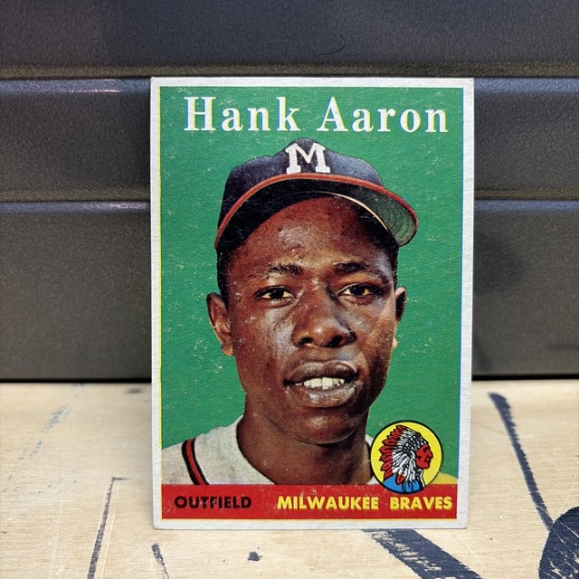 1958 Topps Hank Aaron 30 Vintage Baseball Card Nice Centering Braves TRIMMED A