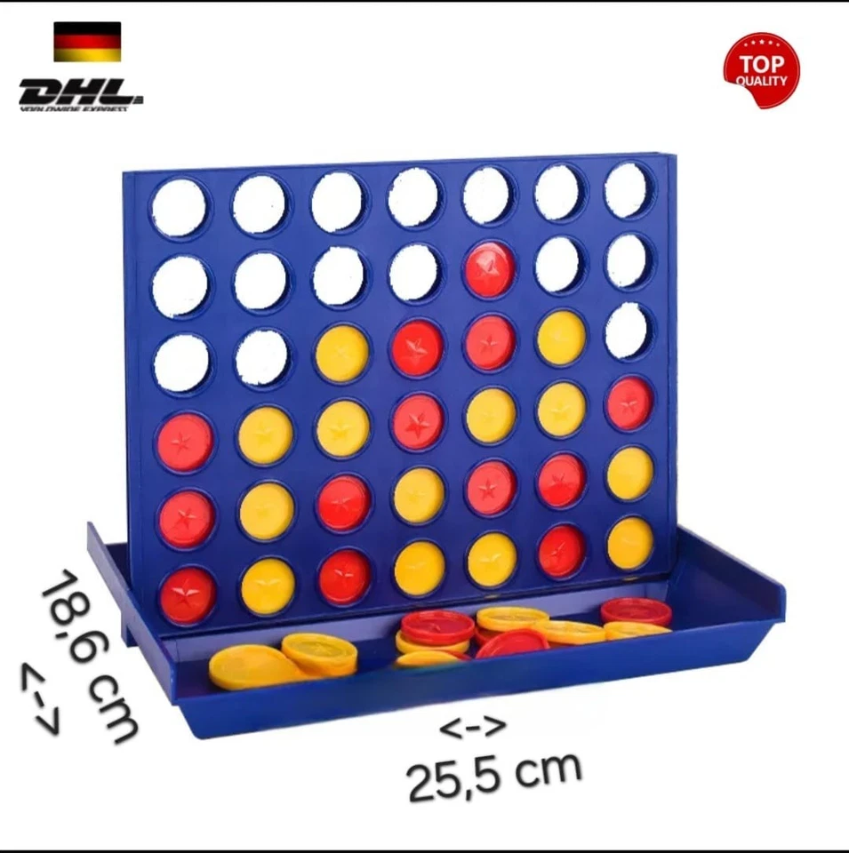 LANDAHL & BAUMANN SPIELWAREN GMBH ✅️ 4 Gewinnt - Groß - 4 in einer Reihe Gewinnt 25,5 x 18,6 x 20 cm - Reisespiel