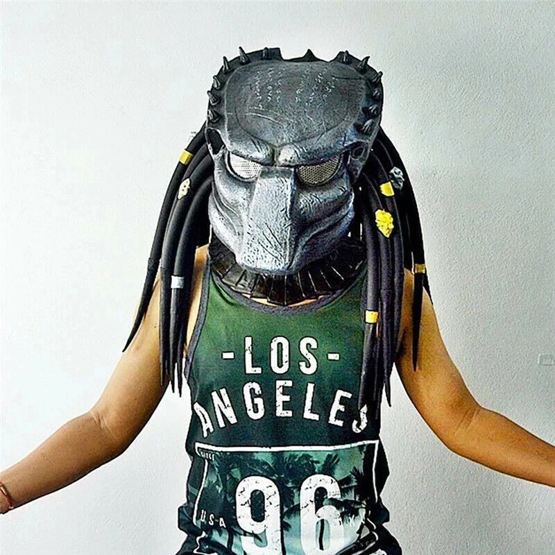 IN US Predator Alien vs Predator Mask Helmet w/ Braid Halloween Cosplay Costume - Image 3 of 4