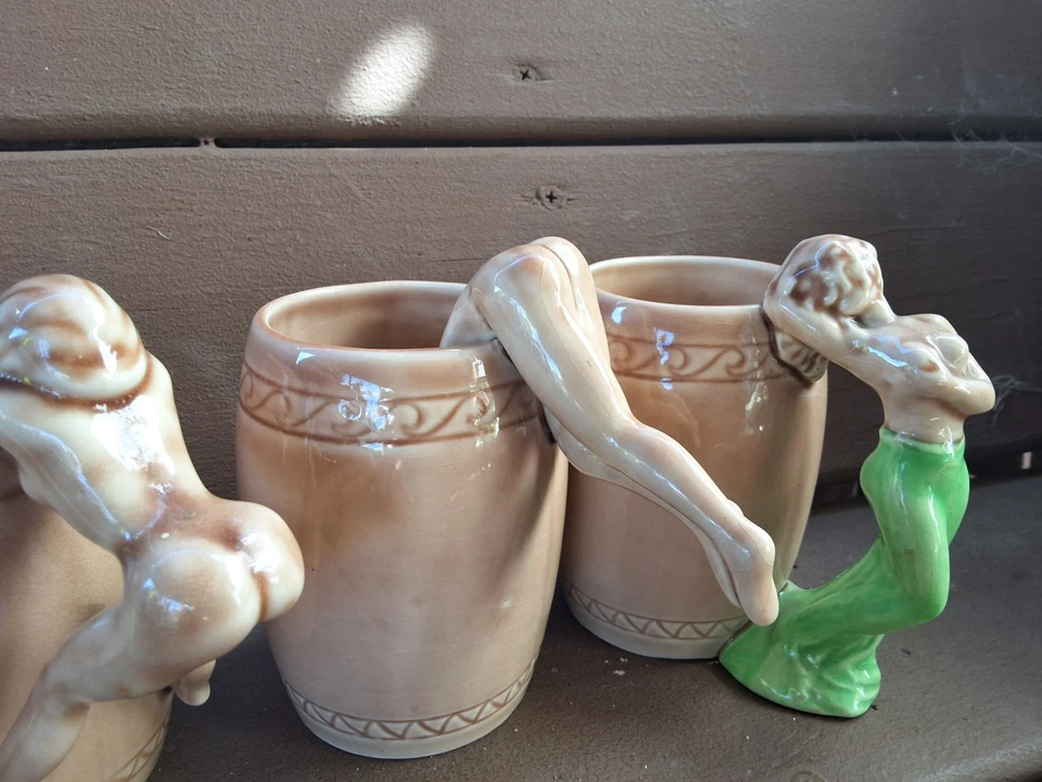 Juego De Colección De 6 Tazas Dorothy Kindell Estilo Tira Broma Vestido Verde y Vajilla Desnuda Foto 4 de 4