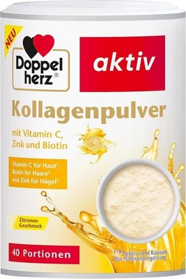 Doppelherz Kollagenpulver mit Vitamin C, Zink und Biotin, 300g, Beige/Gelb 
