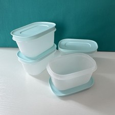 Tupperware Mini Freezer Mates PLUS Contenitore Fiocco di Neve 170ml Set di 4 Guarnizioni Blu