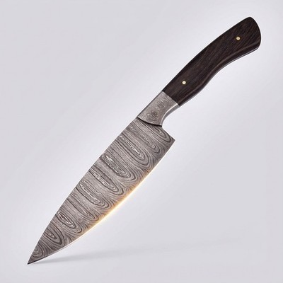 Custom Handmade Damascus Kitchen Knife Raindrop Pattern Rosewood Gift for Chef
