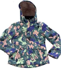 Obermeyer Teen Girls Taja Ski Jacket Size 8 Small Green Pink Floral Snow Coat