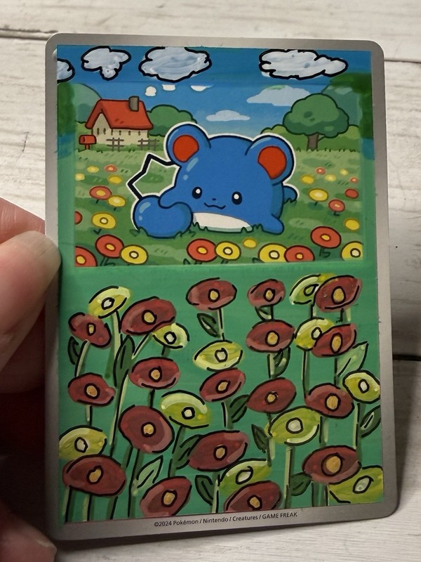 Hand Painted Altered Pokemon ACEO Card Marill Floral Original Art Card