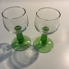 2х Luminarc Beehive Green Stemmed Wine Port glasses Excellent Condition French