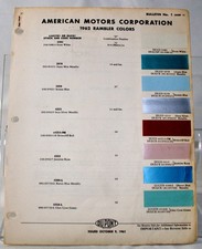 1962 American Motors Corp. Exterior / Interior Color Numbers 669