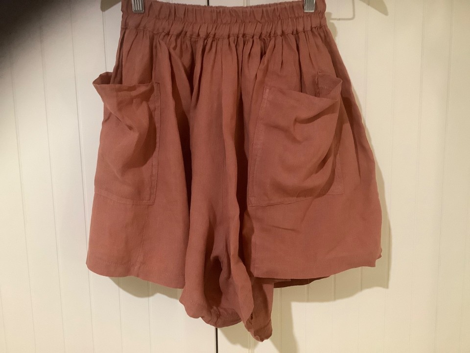 Worthier brown linen shorts size S/M