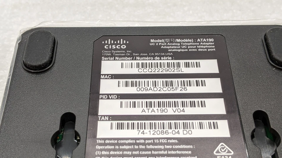 Cisco ATA 190 Analog Telephone Adapter - NO AC SUPPLY - FREE SHIPPING - Image 4 of 4