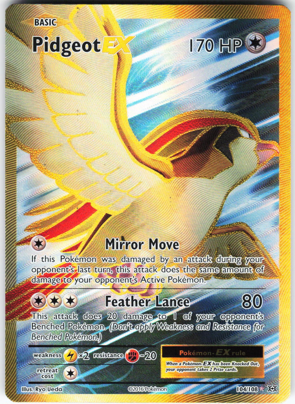 Pidgeot EX (Full Art) 104/108 Pokemon XY - Evolutions Holo Ultra Rare NM