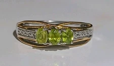 SZ 7 Ring SAVA SPHENE, White Zircon Vermeil YG and Platinum Plated Sterling