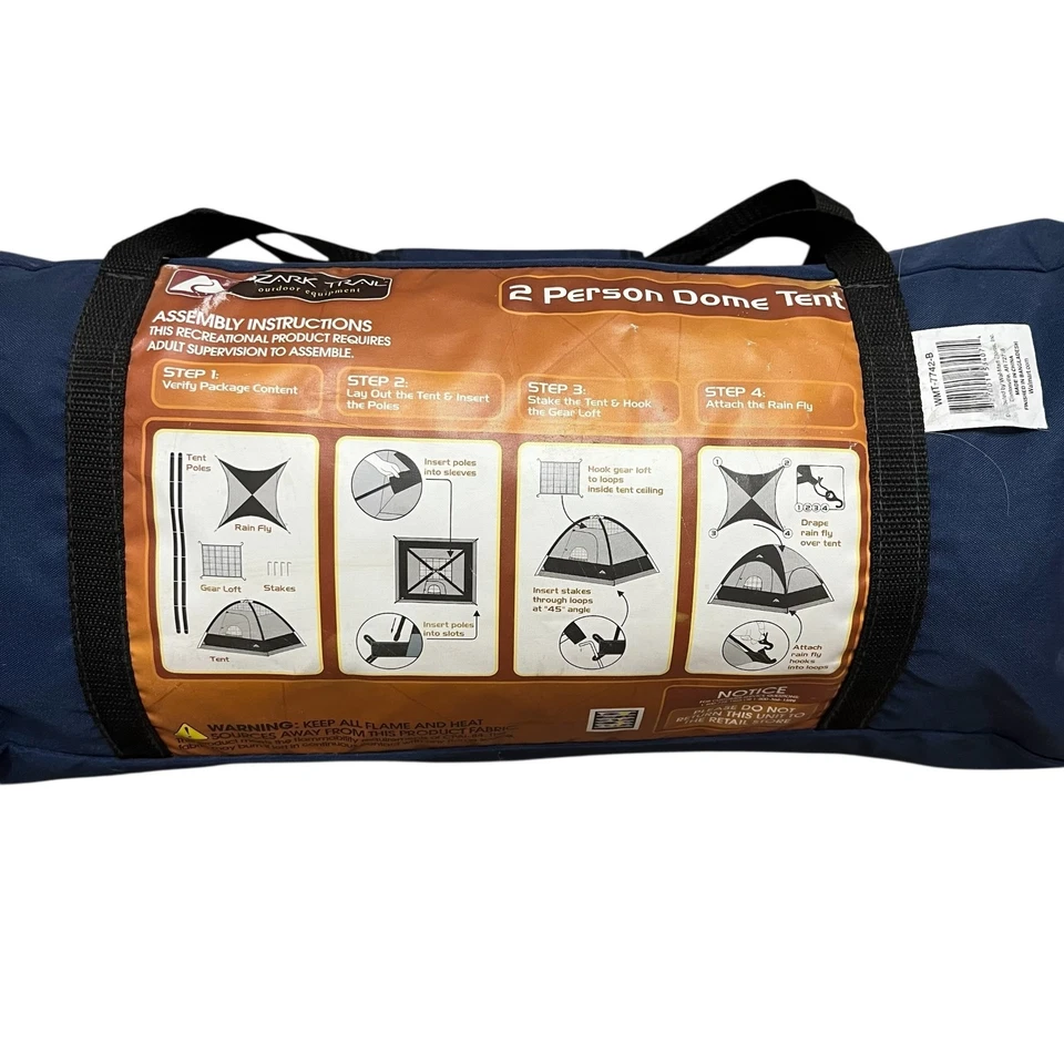 Tienda de campaña para mochileros con cúpula para 2 personas senderismo al aire libre Ozark Trail 7x7 Foto 3 de 4