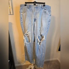 Harley Davidson Motorcycle Distressed Light Blue Jeans 38×32" 2015 Y2k