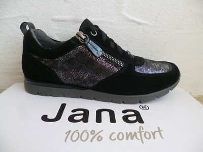 Jana Damen Schnürschuh Schnürschuhe Sneakers Halbschuhe schwarz