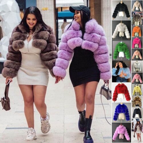 Women Winter Warm Outwear Luxury Fluffy Faux Fur Coat Jacket Short Cardigan New - 第 1/30 張圖片