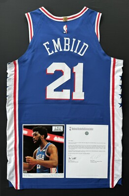 Joel Embiid Game Used Philadelphia 76ers Jersey 10/28/19 Hawks