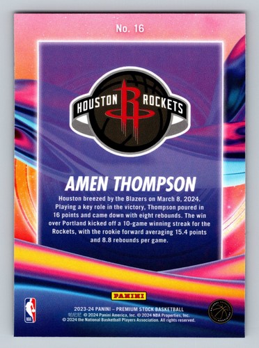 2023-24 Panini NBA Hoops Premium Stock Anti-Gravity Prizm #16 Amen Thompson RC - Picture 2 of 2