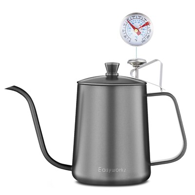 Easyworkz Gooseneck Pour Over Coffee Kettle 20 oz with Thermometer