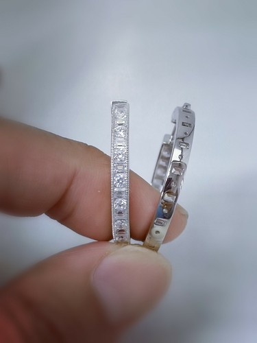 Orecchini Cerchio 3 Ct Diamante Simulato Oro Bianco 14K Placcato Argento Chiusura Sicura - Foto 7 di 9