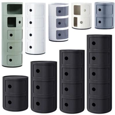 Bedroom Cylinder Cabinet Storage Unit Detachable Round Cupboard Bedside Table UK