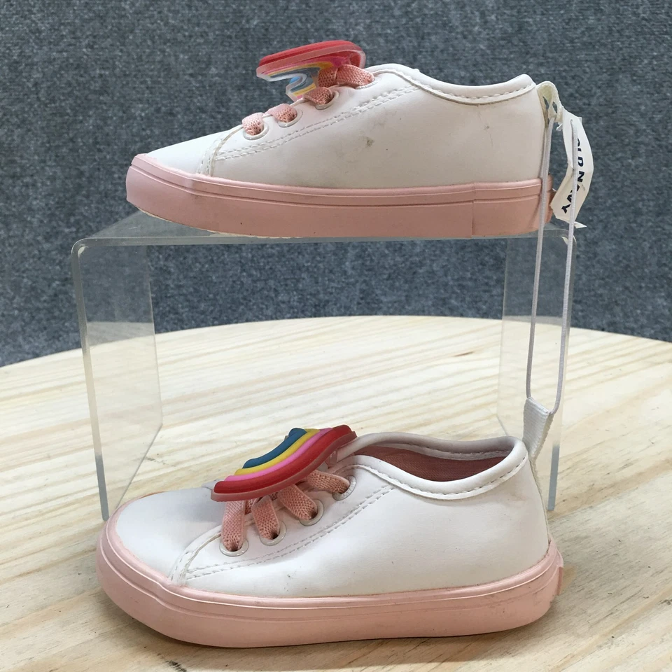Sapatos Old Navy Criança 5 Tênis Casual Rosa Borracha Biqueira Redonda Conforto Arco-íris - Imagem 2 de 4