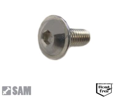 Linsenkopfschrauben ISO 7380 mit FLANSCH Edelstahl A4 M5 verschiedene Längen V4A