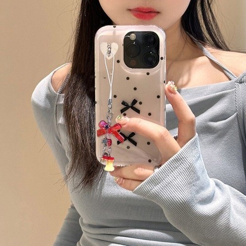 Fruit Core Bowknot Pendant Phone Strap Portable Hangings Lanyard for Girls Women - Zdjęcie 5 z 8