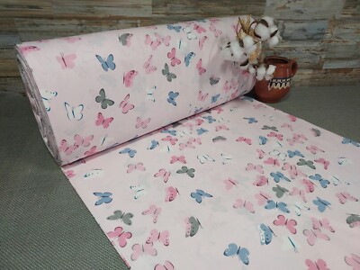 240cm Popeline Baumwolle Stoffe Baumwollstoff Meterware Schmetterling ÖKO-TEX