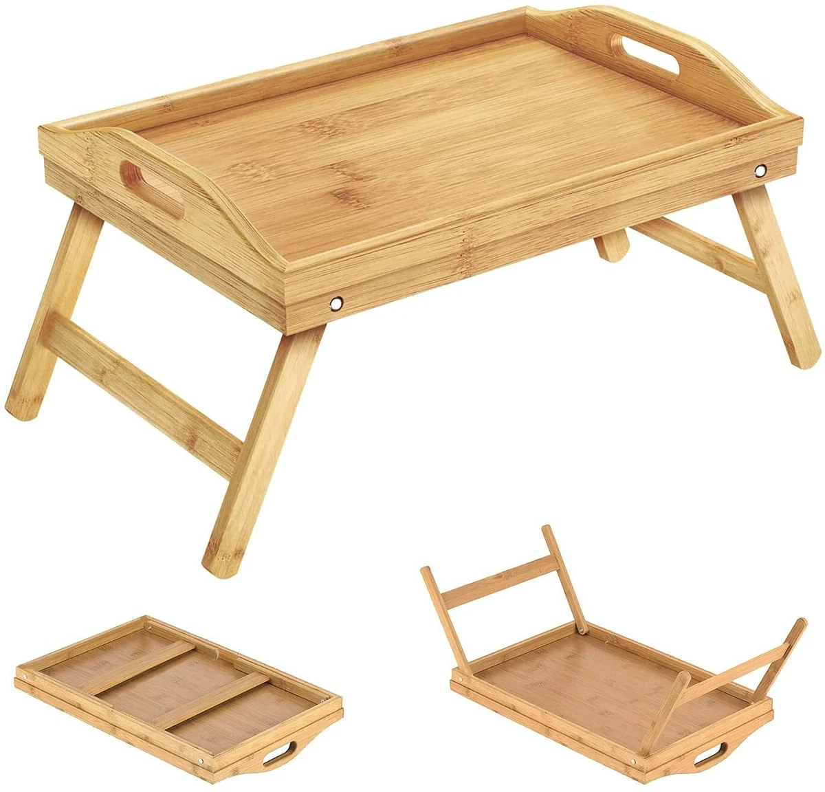 Foldable Bamboo Bed Tray Breakfast Table Serving Tray Bed Table