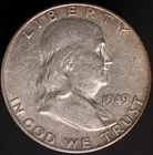 1949 D Ben Franklin 50c AU+