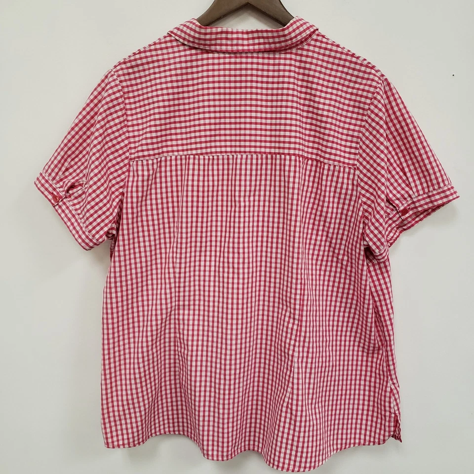 Top retro con botones de guinga ediciones básicas para mujer 2X rosa estilo 50S picnic maduro Foto 2 de 4