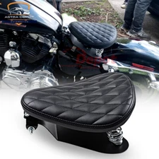 Motorcycle 3" Springs Solo Seat w/ Base Plate Mount for Harley Bobber Chopper