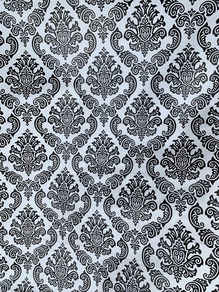 tablecloth pvc black & white 2m x 1.4m pieces WIPE CLEAN oilcloth gorgeous !! - Image 2 of 4