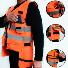 Hi Visibility Vest with pockets orange work vest construction safety
