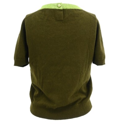 Chanel Short Sleeve Sweater Knit Top Khaki 96A #44 143817 | eBay