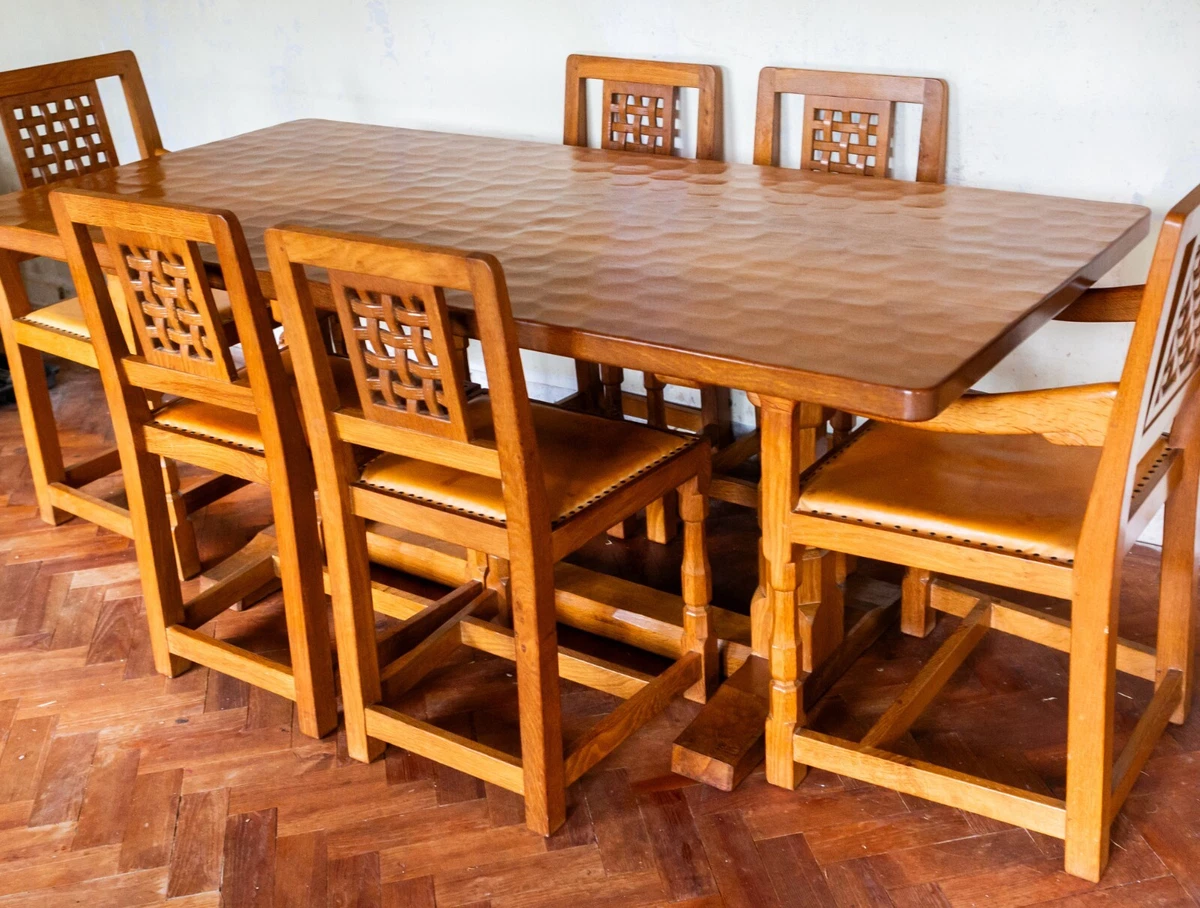 Mouseman dining table and chairs deals