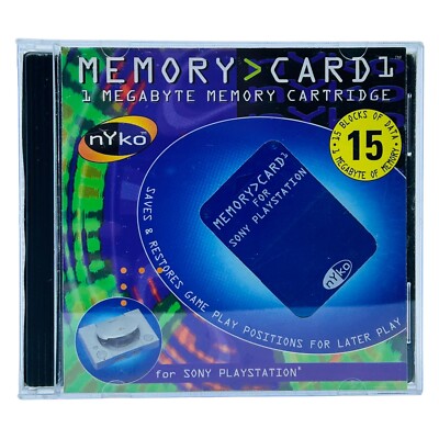 Nyko Branded Blue Memory Card for Sony Playstation 1 MB PS1 PSOne