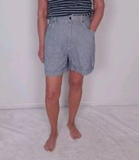 Vintage LEE Mom Shorts Denim Stripe Blue High Rise Retro Size 12