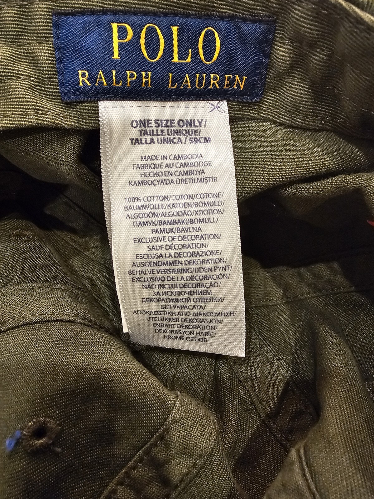 Genuine Polo Ralph Lauren Cotton Chino Baseball Cap Khaki Green
