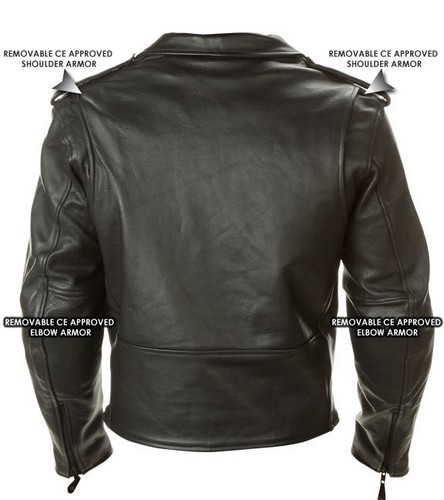 Mens Premium American Naked Leather Armored Motorcycle Biker Jacket 4XL CLOSEOUT - Picture 2 of 2