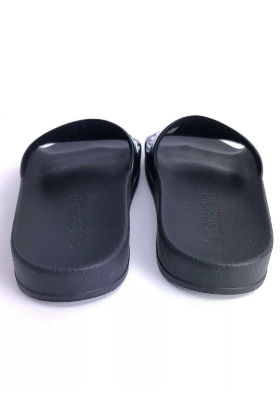 NEW Moschino Logo Black Slides Size 8 (38) | eBay