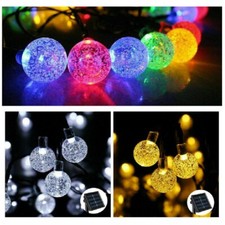 Solar Powered Retro Crystal Ball Bulb String Lights Garden Outdoor Fairy Summer