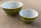 Vintage Pyrex Mixing Bowls Crazy Daisy Spring Green 401 & 403 *Please Read