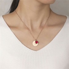 Birthstone Flower Necklace Engraving Floral Dainty Love Unique Gift For Women